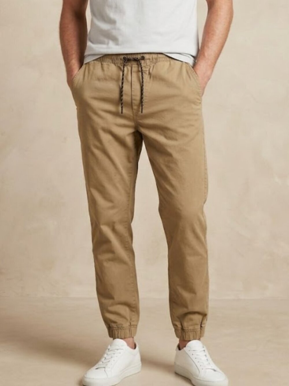 American Eagle Khaki Joggers Size L Elastic Waist Drawstring Casual